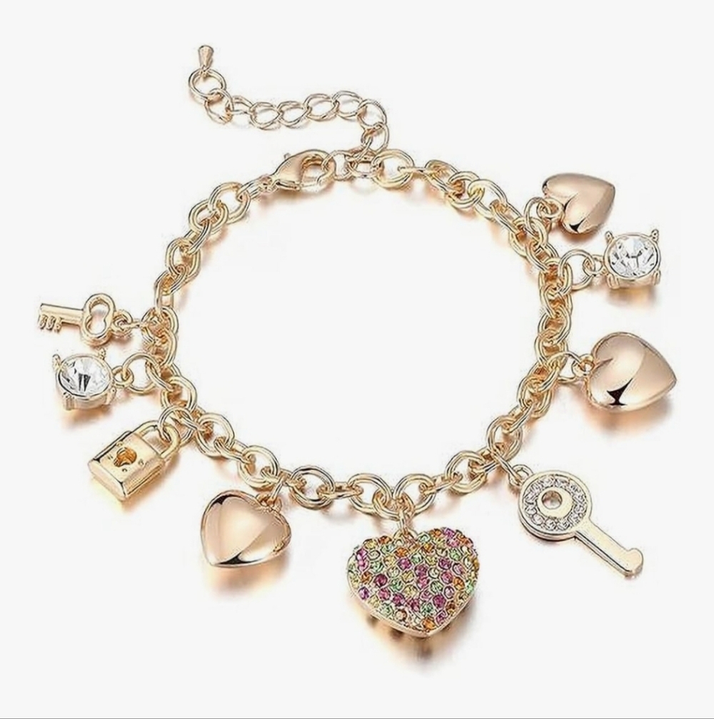 SILANER Gold Chain Link Bracelet -  14K Gold Plated Love Locked NWT